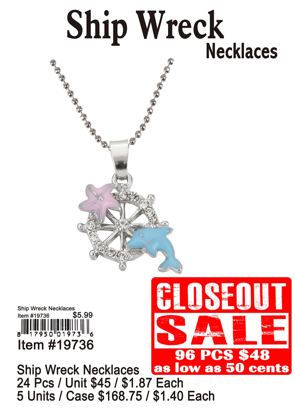 Ship Wreck Necklaces - Closeout 96 Pcs.